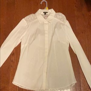Beautiful Crisp White Blouse with Lace
